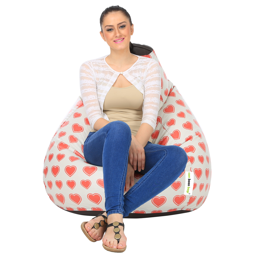 Orka Digital Printed Monster Filled Bean Bag With Beans (Heart, Red, Black) view 3